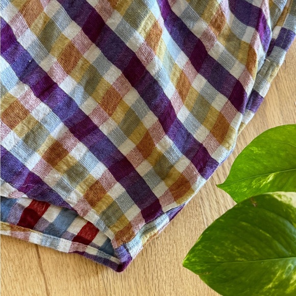 Gravel & Gold Rancho Romper M EUC Rainbow Plaid Playsuit Oversized - Picture 6 of 15